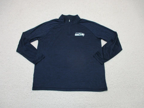Seattle Seahawks Sweater 2XL XXL Navy Blue Lightweight Stretch Quarter Zip Mens Cover