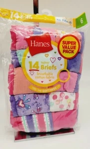 Hanes Girls Size 6 Brief Tagless 14-Pair Underwear No Ride Up Multi-Color - Picture 1 of 3