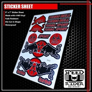 RACE SPONSOR STICKER DECAL MOTORCYCLE DIRK BIKE ATV GEAR HELMET TURBO BULL LOGO - Picture 1 of 1