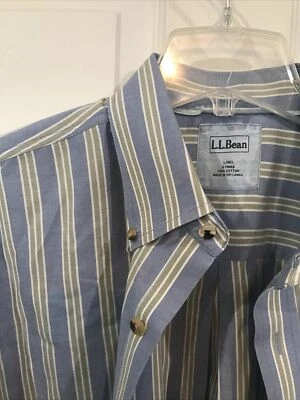 LL Bean Men's L Button Down Shirt Blue Green Long Sleeve Large Tall Cotton - Image 1 of 4