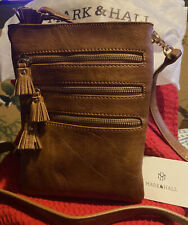 Mark & Hall Tan Camel Multizip Crossbody Bag Small With Dust Cover