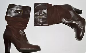 CONNIE EXTREME SIZE 8 M BROWN LEATHER SUEDE SLOUCH MID CALF BOOTS - Picture 1 of 7