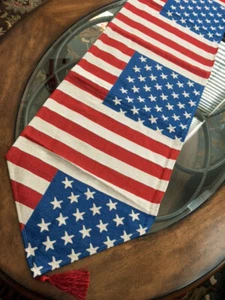  Patriotic 4th of July Decor Table Runner 71"x 14" Tapestry Stars Stripes USA - Picture 1 of 5
