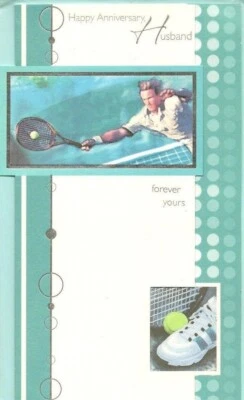 Tarjeta de felicitación de feliz aniversario de esposo tenis deportivo destaca nuestro amor Foto 1 de 2