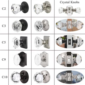 Diamond Crystal Brushed Nickel Glass Black Door Knobs Oil Rubbed Bronze Clear - Picture 1 of 59