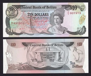 Belize $10 Dollars (1987) P48a P/5 937973 Queen - UNC - Picture 1 of 3