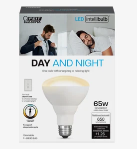 FEIT Electric DAY & NIGHT Intellibulb LED Smart Bulb Color Changing 65 Watt BR30 - Picture 1 of 2