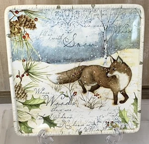 Fox Winter Scene Certified International 8.5” Plate Holly Snow Susan Winget - Picture 1 of 7