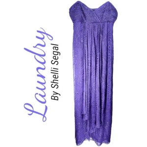 NWT LAUNDRY BY SHELLI SEGAL FULL LENGTH PURPLE STRAPLESS GOWN METALLIC DETAIL, S - Picture 1 of 8