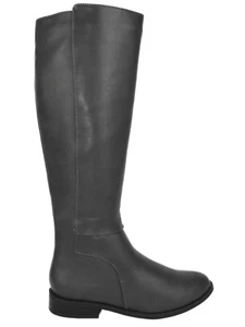 Botas de montar planas básicas con cremallera lateral hasta la rodilla gris KAURI - Imagen 1 de 3