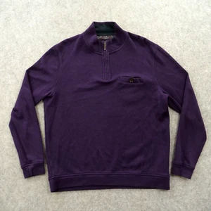 Ted Baker Sweater Mens Extra Large Purple Knit Pullover Long Sleeve Mock 1/4 Zip - Picture 1 of 13