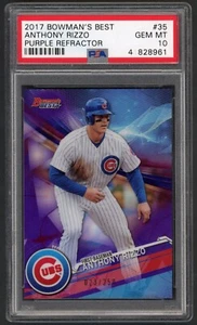 2017 Bowman's Best Anthony Rizzo Cubs #35 PSA 10 GEM MINT Purple Refractor /250 - Picture 1 of 2