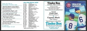 1986 CHICAGO CUBS Tinderbox Regular Season POCKET SCHEDULE NM-MINT - Picture 1 of 1