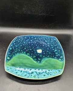 Rocky Mann Studio Kunstkeramik Sternennacht quadratischer Teller Herzstück grün 12,25" - Bild 1 von 9