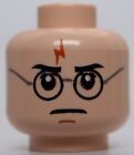 Lego Head lunettes noires double face sourcils ronds cicatrice éclair effrayée