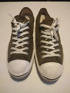 Converse x Jack Purcell Womens Olive Green Wide Wale Corduroy Sz M 13 Wm 14.5 - Picture 1 of 9