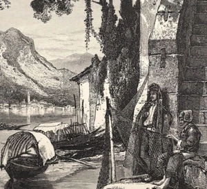 Malerischer Euro Borromäische Inseln Lago Maggiore Isola Bella Holzschnitt 1875 Druck - Bild 1 von 3