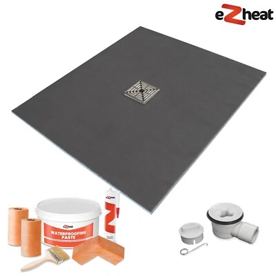 EZHEAT Wet Room Shower Tray Kit with Tanking Kit Square Drain | All Sizes Available