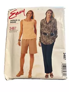 McCall’s Easy Stitch 3487 Sewing Pattern Misses Petite Shirt Top Pants 10-16 - Picture 1 of 2