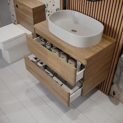 REGIS Bathroom Cloakroom Vanity Unit Wash Wall Hung Countertop Basin Wood 800mm