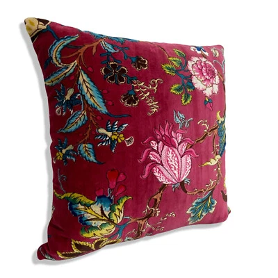 Funda de cojín floral granate de terciopelo de 2 piezas funda étnica hecha a mano Foto 1 de 4