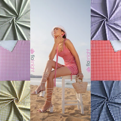 TIA KNIGHT Luxe Heavy Matt Lycra 4 Way Stretch Dressmaking Swim Fabric- Gingham SQ882