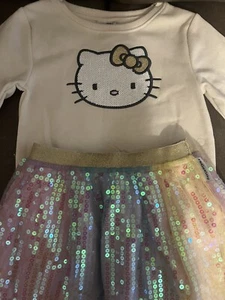 NEW Nwt Hello Kitty Girls Ivory 2-Piece Sweatshirt and Skirt Set Size 5/6 - Picture 1 of 5