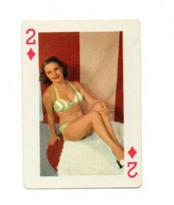 Vintage Glamour Playing Card - Brunette - c1950 - Picture 1 of 2