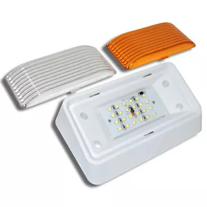 RV 12V LED Exterior Porch Utility Light - Clear & Amber Lenses (White) - Bild 1 von 7