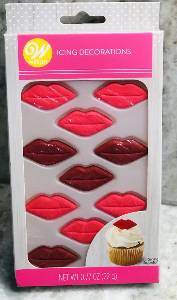 Decoraciones de hielo Wilton - Toppers para cupcakes: 12 labios - nuevo - ENVÍO N 24 HORAS Foto 1 de 4