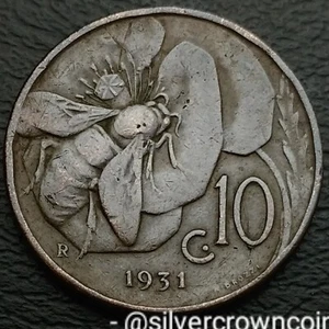 Italy 10 Centesimi 1931 R. KM#60. Ten Cents coin. Honey Bee. V. Emanuele lll. - Picture 1 of 7