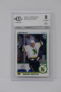 1990-91 Upper Deck #46 Mike Modano Rookie North Stars 🔥Beckett 8 ECCELLENTE - Foto 1 di 5