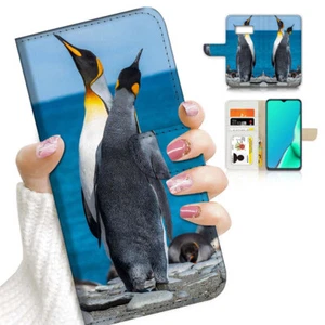 ( For Samsung S8 Plus / S8+ ) Flip Case Cover AJ23148 Penguin Couple - Picture 1 of 8