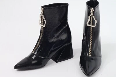 Yuul Yie Charol Botines Botines Negro Cremallera Frontal Mujer’s Chic Talla 35 Foto 1 de 4