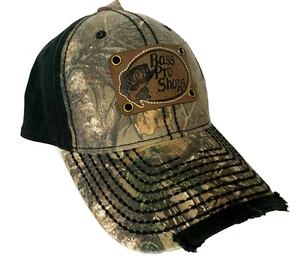 NEW! BASS PRO SHOPS Men's Distress Look Adj. Outdoors Cap-Real Tree Print/Black - Picture 1 of 2