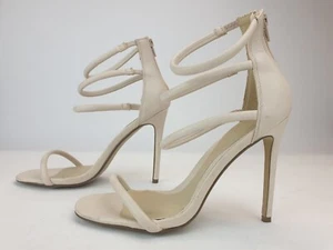 M Sandals Ladies Womens Size 7 EU 40 Cream Beige Faux Leather Gladiator Shoes - Picture 1 of 10