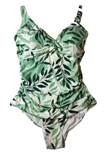 Nip Tuck Swim Tropical Floral Greens/White Slimming One Piece Swim Suit Size 12 - Picture 1 of 11