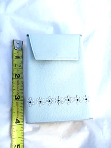 Telescopic Cigarette case 100's or kings vinyl Blue W/Floral Accents GC Vtg. MCM - Picture 1 of 8