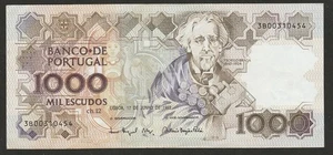 1993  PORTUGAL 1,000 ESCUDO NOTE UNC - Picture 1 of 2