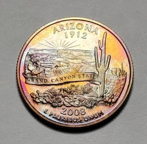 Tonificado 2008 S Arizona State Washington cuarto revestido prueba sin circular #P2053 - Imagen 1 de 2