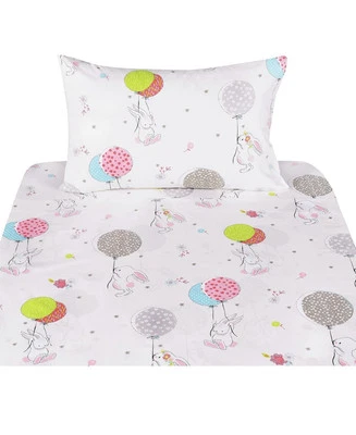 J-Pinno Rabbit Bunny 100% Cotton 3 Piece Twin Sheet Set Easter Spring Cartoon - Image 1 of 4