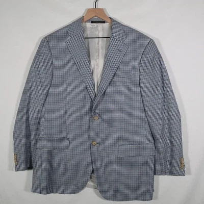 Corneliani Saks Fifth 42R US 52R EU Blue Plaid Sport Coat Blazer Wool Silk Italy - Image 1 of 4