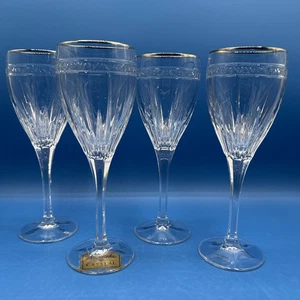 4 Noritake CHRISTIANA Wine Glasses Clear With Platinum Trim - Picture 1 of 24