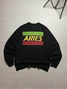Aries Arise Credit card Big Logo long sleeve t shirt M Size Black Colour Italy - Picture 1 of 18