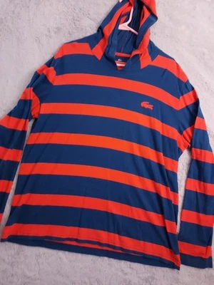 Lacoste Hoodie Mens 2XL XXL Size 7 Lightweight Blue Red Striped Preppy Casual - Image 1 of 4