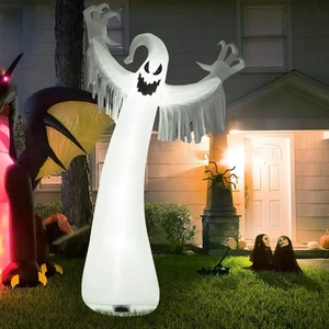 GANTASMA GONFIABILE GIGANTE 12 piedi con soffiatore e luci cortile esterno Halloween - Foto 1 di 10