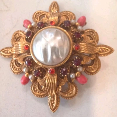 Broche vintage, ¿perla de agua dulce? Parece viejo, ver fotos,  Foto 1 de 4