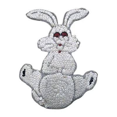 Parche de lentejuelas Big Bunny Rabbit vintage Expo International 9" x 6 3/4" apliques  Foto 1 de 4