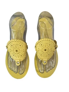 Jack Rogers Yellow Leather Flat Sandals SZ 8.5 - Picture 1 of 7