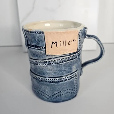 Taza Denim Vintage con Nombre Personalizado "Miller" Taza de Café Cerámica Única Foto 1 de 4